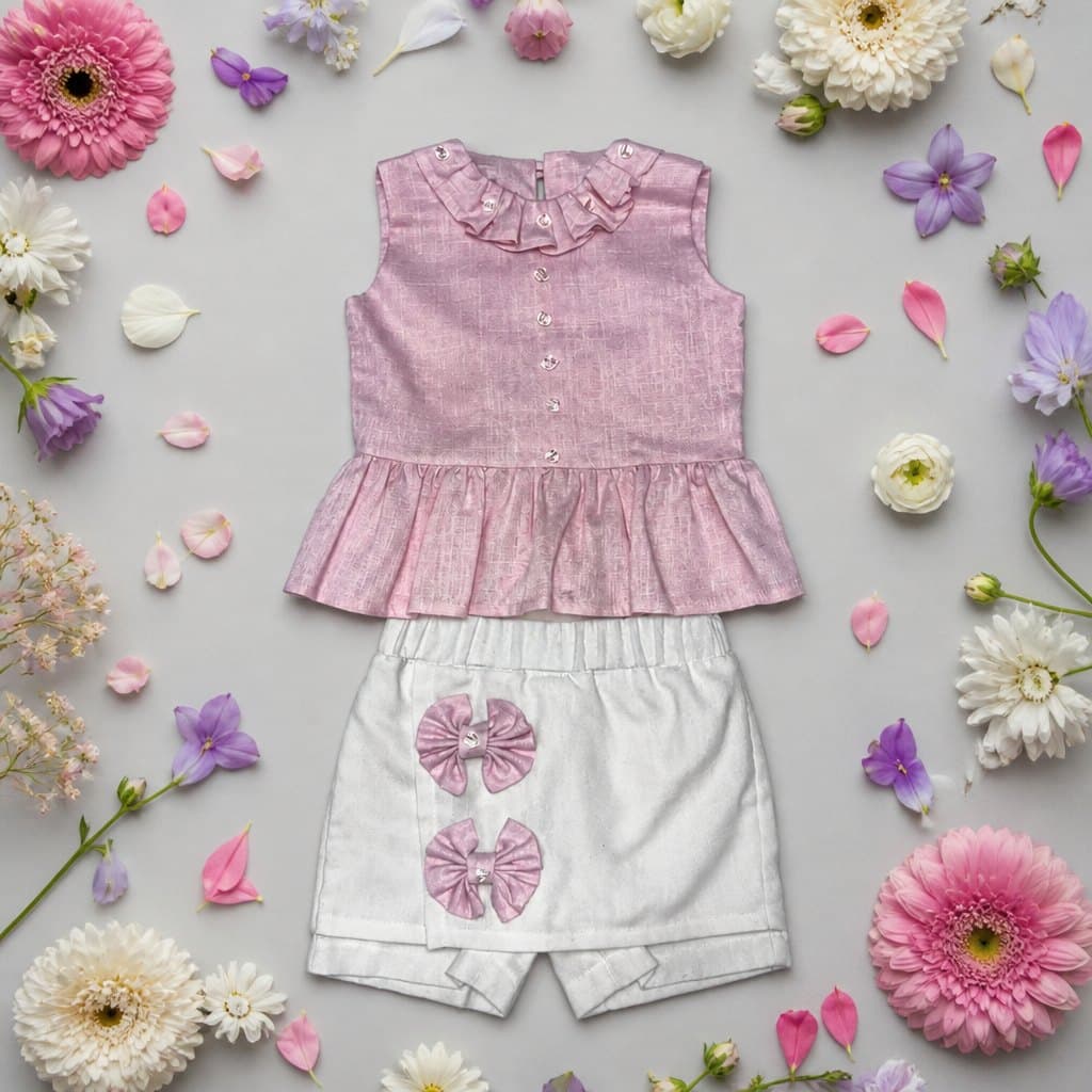 Conjunto Amanecer extendido entre flores blancas y rosadas