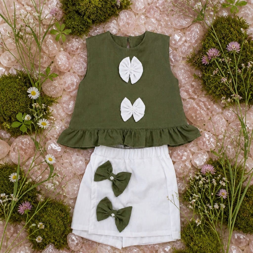 Conjunto Brisa extendido sobre musgo y flores silvestres