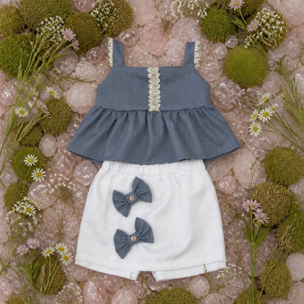 Conjunto Sombra extendido sobre musgo y flores blancas